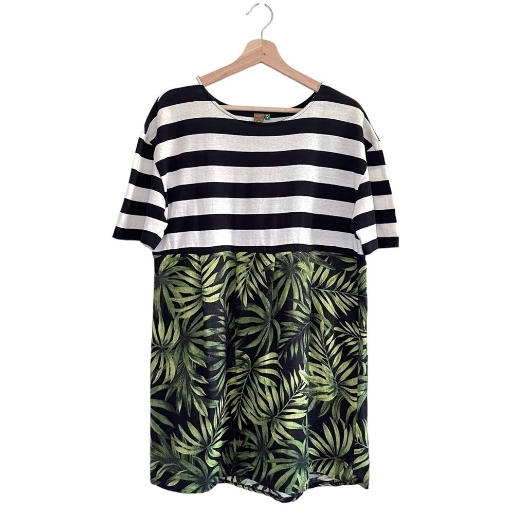FARM Rio Tropical Stripe Cotton Linen Mini Beach Dress Medium